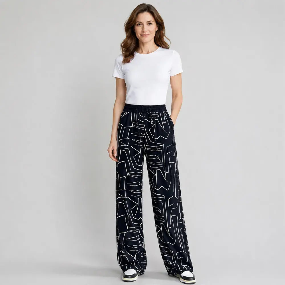 ✨【40-100 KG】Pantaloni de damă cu talie înaltă și efect răcoritor, pantaloni largi și respirabili pentru vară — croială lejeră