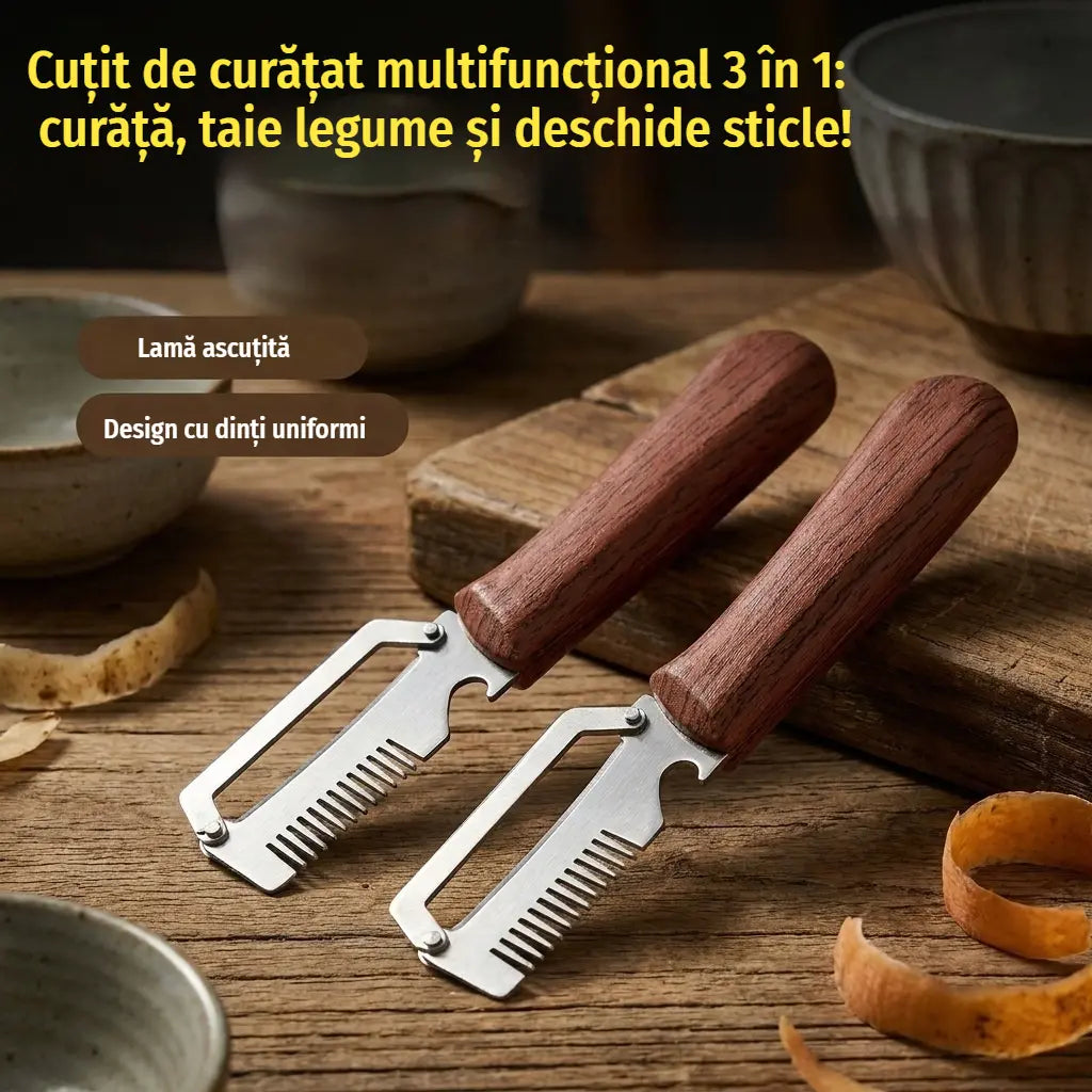 ✅ Cumpără 1, primești 1 (în total 2 bucăți) 🧅🔪 Cuțit de curățat multifuncțional 3 în 1: curăță, taie legume și deschide sticle! 🔥
