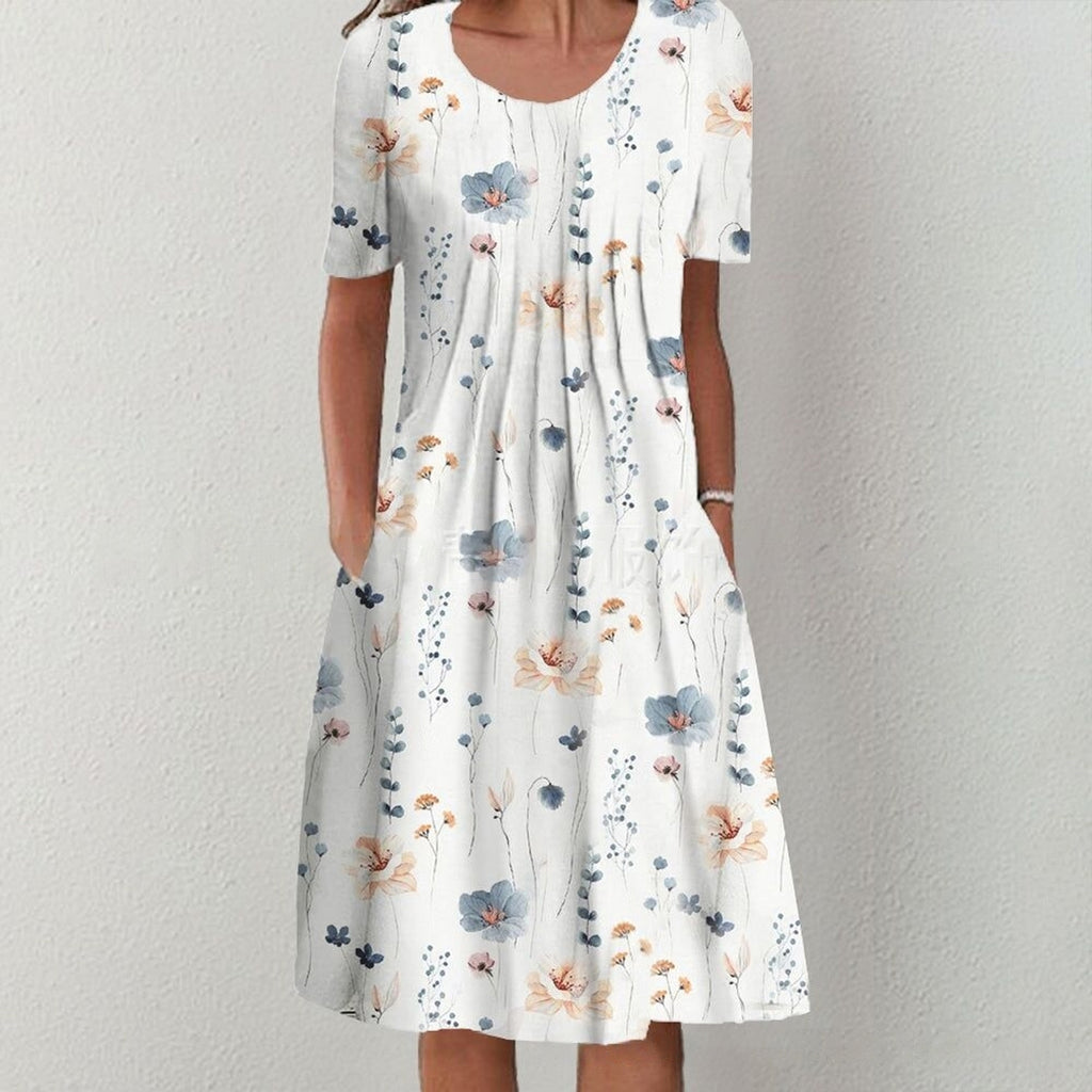 🔥S-5XL💗 Rochie midi cu imprimeu de grădină, nouă în 2026