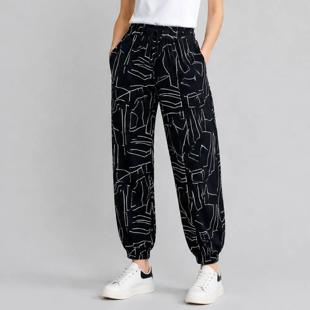 ✨【40-100 KG】Pantaloni de damă cu talie înaltă și efect răcoritor, pantaloni largi și respirabili pentru vară — croială lejeră