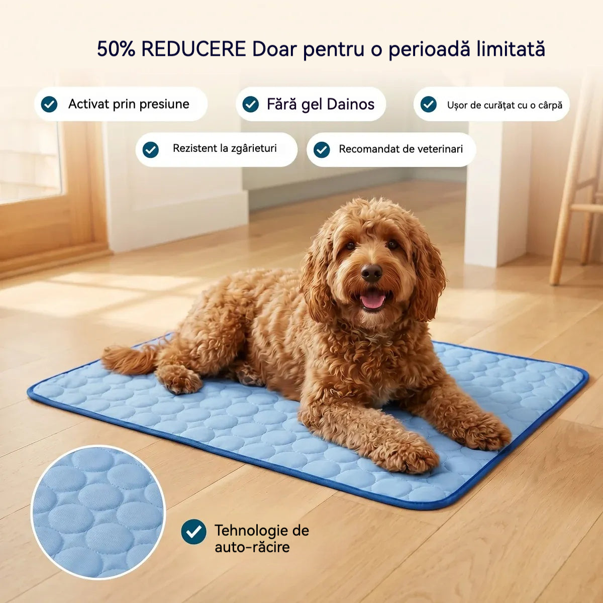 🧊⚡ Reduceri de vară! Covoraș răcoritor pentru animale de companie (fără apă) – Țesătură Oxford respirabilă, potrivit pentru orice pat sau cușcă.