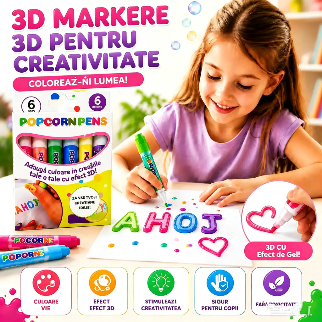 🎁【Cumpără 1 Primește 1 gratuit】Copii diy popcorn bubble desen stilou de imprimare 3D