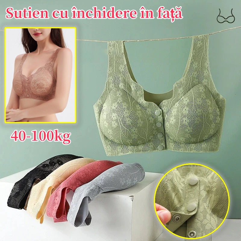 😍【Promoție de primăvară: 3 bucăți】Sutien fără sârmă pentru femei cu cataramă în față, confortabil și moale